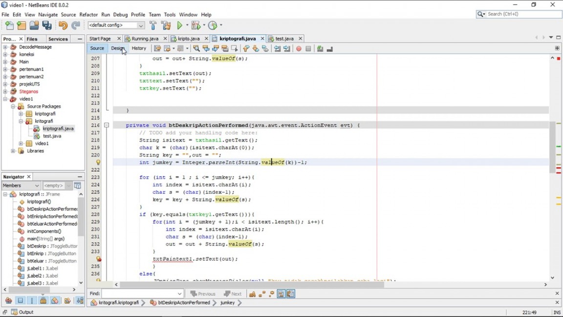 Tutorial Membuat Aplikasi Kriptografi Java Netbeans Lengkap Source Code  Part  (Coding)